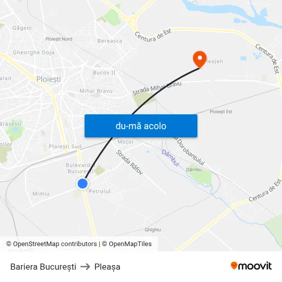 Harta de Bariera București către Pleașa