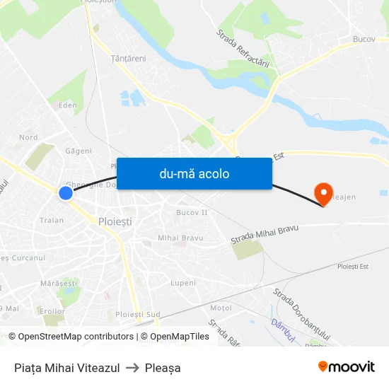 Harta de Piața Mihai Viteazul către Pleașa