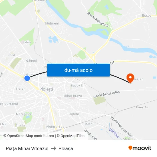 Harta de Piața Mihai Viteazul către Pleașa