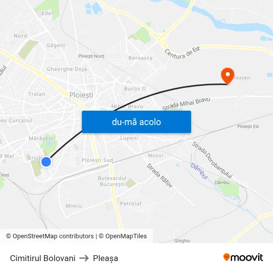 Harta de Cimitirul Bolovani către Pleașa