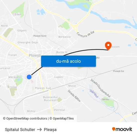 Harta de Spitalul Schuller către Pleașa