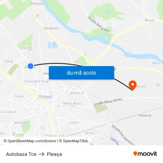 Harta de Autobaza Tce către Pleașa