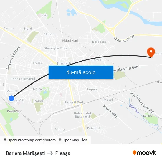 Harta de Bariera Mărășești către Pleașa