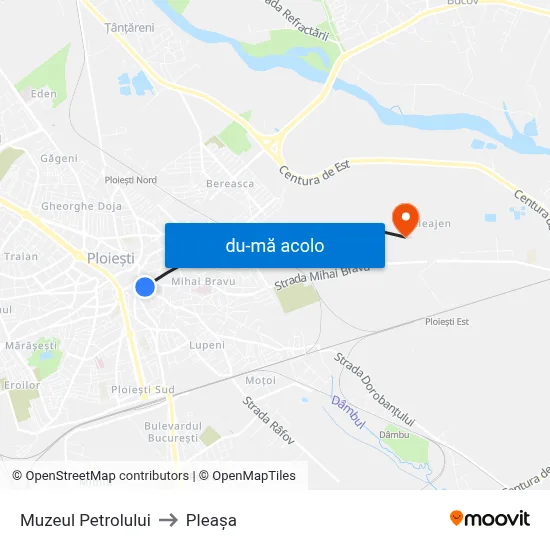 Harta de Muzeul Petrolului către Pleașa