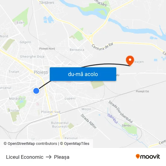 Harta de Liceul Economic către Pleașa