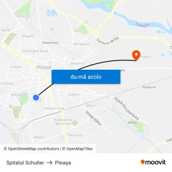 Harta de Spitalul Schuller către Pleașa