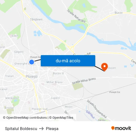 Harta de Spitalul Boldescu către Pleașa