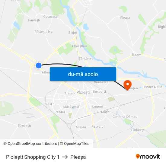 Harta de Ploiești Shopping City 1 către Pleașa