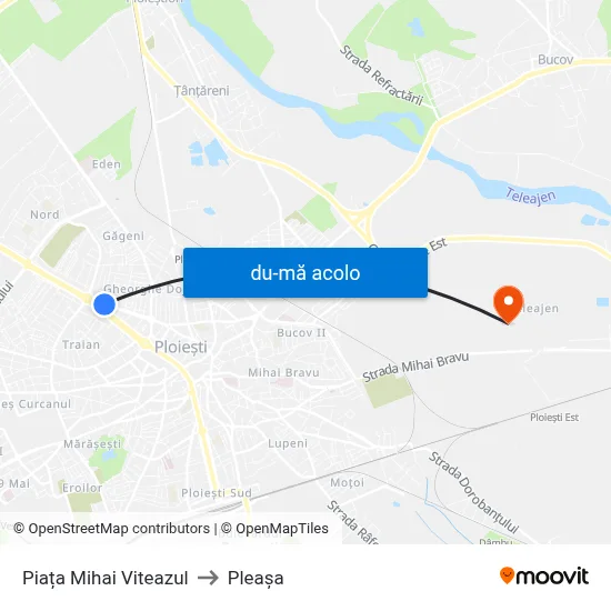 Harta de Piața Mihai Viteazul către Pleașa