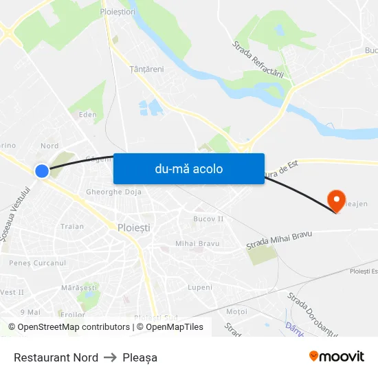 Harta de Restaurant Nord către Pleașa