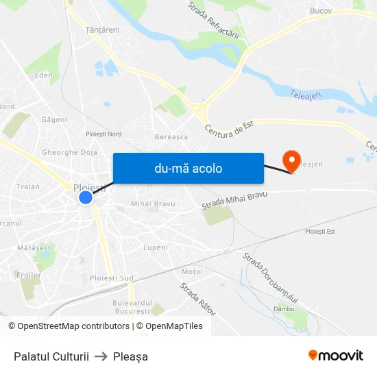 Harta de Palatul Culturii către Pleașa