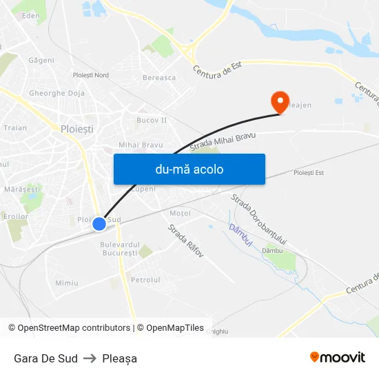 Harta de Gara De Sud către Pleașa