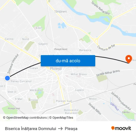 Harta de Biserica Înălțarea Domnului către Pleașa