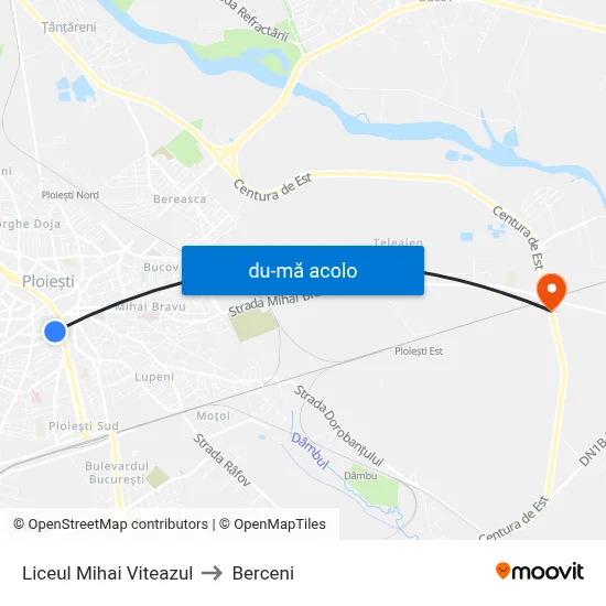 Harta de Liceul Mihai Viteazul către Berceni