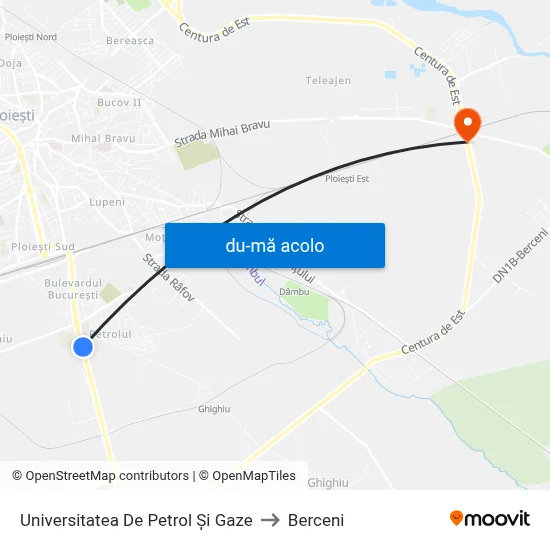 Harta de Universitatea De Petrol Și Gaze către Berceni
