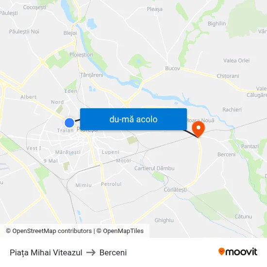 Harta de Piața Mihai Viteazul către Berceni
