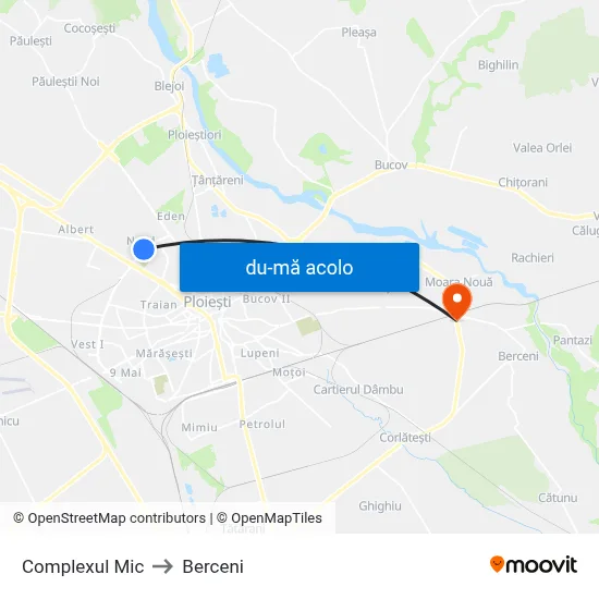 Harta de Complexul Mic către Berceni