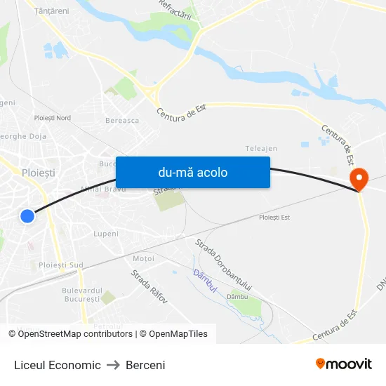 Harta de Liceul Economic către Berceni