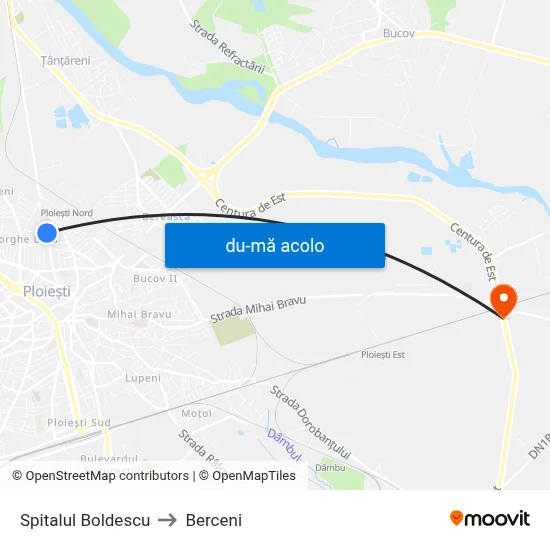 Harta de Spitalul Boldescu către Berceni