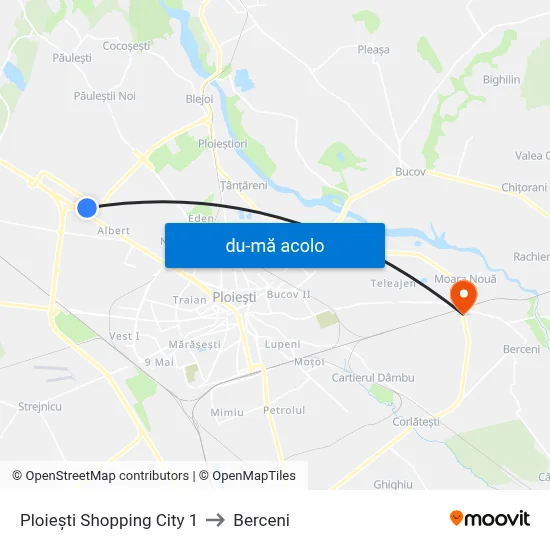 Harta de Ploiești Shopping City 1 către Berceni