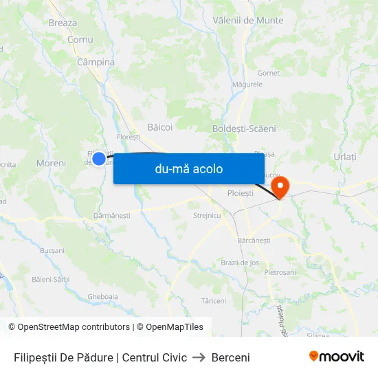 Harta de Filipeștii De Pădure | Centrul Civic către Berceni