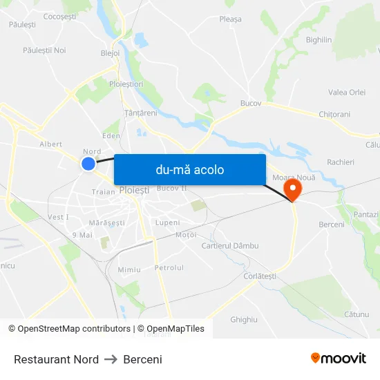 Harta de Restaurant Nord către Berceni
