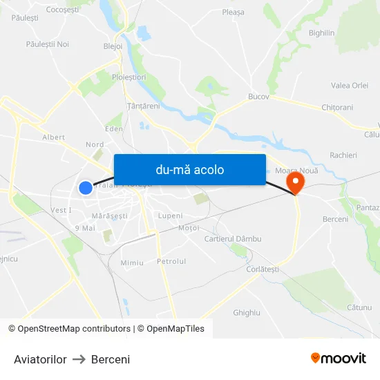 Harta de Aviatorilor către Berceni