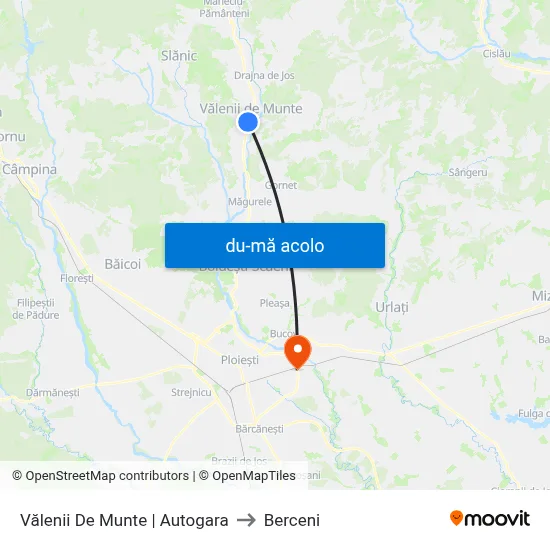 Harta de Vălenii De Munte | Autogara către Berceni