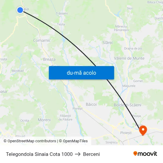 Harta de Telegondola Sinaia Cota 1000 către Berceni