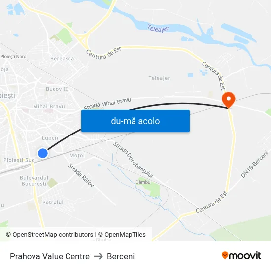 Harta de Prahova Value Centre către Berceni