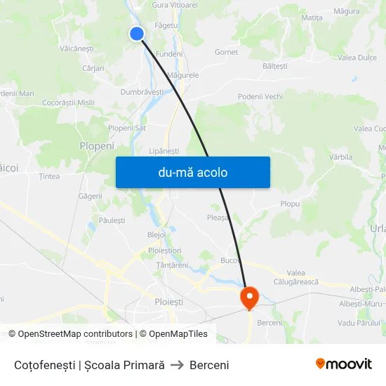 Harta de Coțofenești | Școala Primară către Berceni