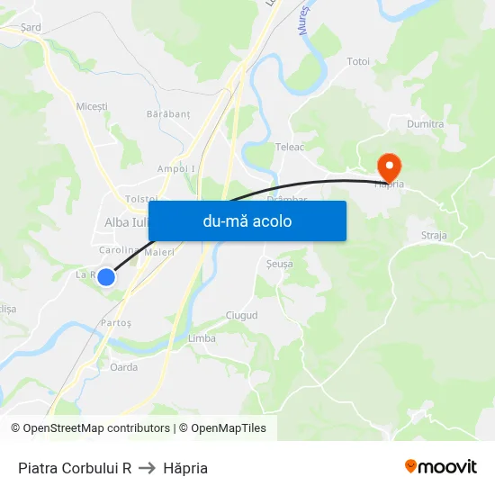 Harta de Piatra Corbului R către Hăpria