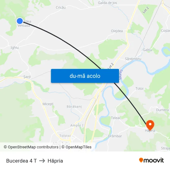 Harta de Bucerdea 4 T către Hăpria