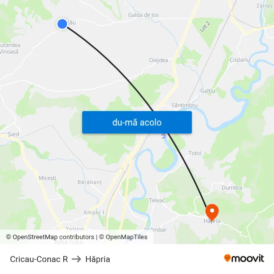 Harta de Cricau-Conac R către Hăpria