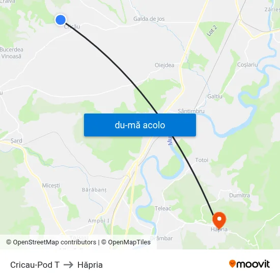 Harta de Cricau-Pod T către Hăpria