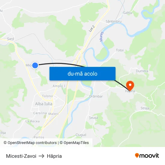 Harta de Micesti-Zavoi către Hăpria