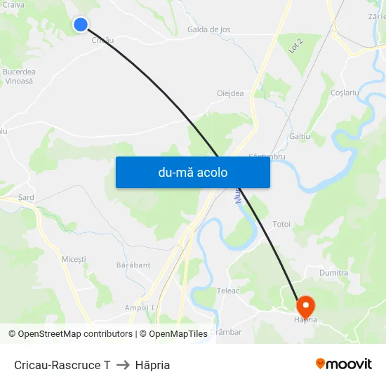 Harta de Cricau-Rascruce T către Hăpria