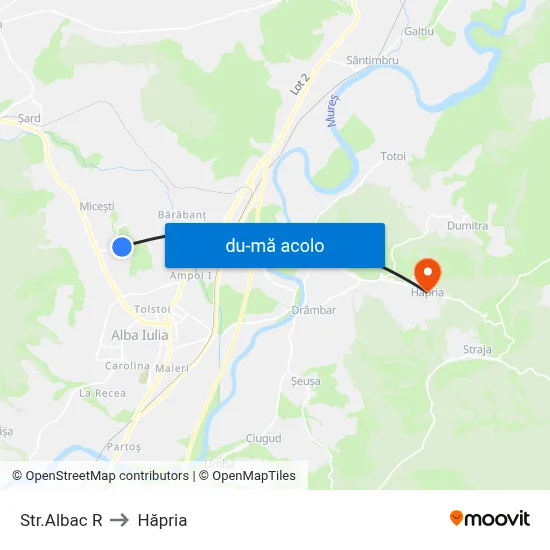 Harta de Str.Albac R către Hăpria