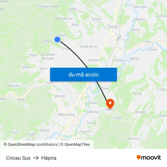 Harta de Cricau Sus către Hăpria