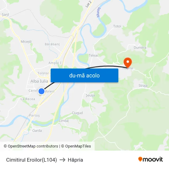 Harta de Cimitirul Eroilor(L104) către Hăpria