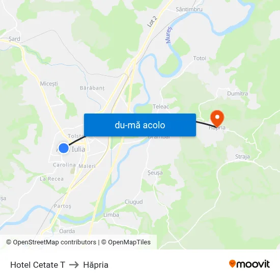 Harta de Hotel Cetate T către Hăpria