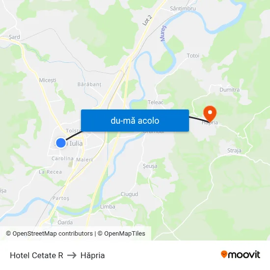 Harta de Hotel Cetate R către Hăpria