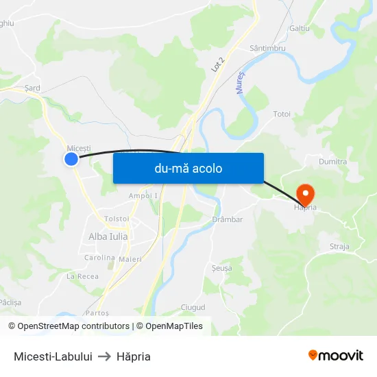 Harta de Micesti-Labului către Hăpria
