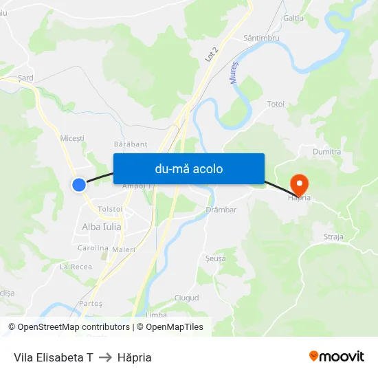 Harta de Vila Elisabeta T către Hăpria