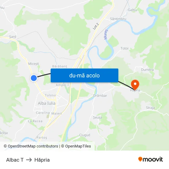 Harta de Albac T către Hăpria