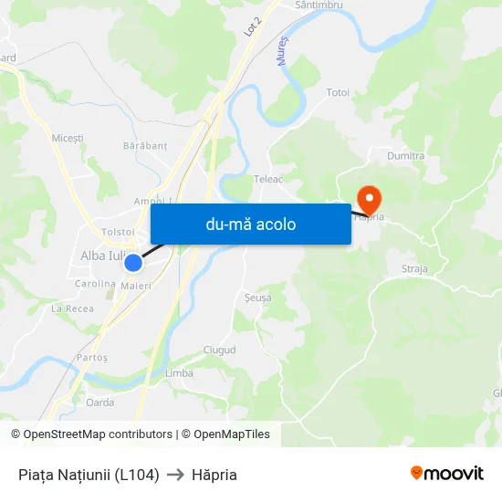 Harta de Piața Națiunii (L104) către Hăpria