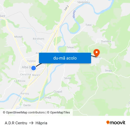 Harta de A.D.R Centru către Hăpria