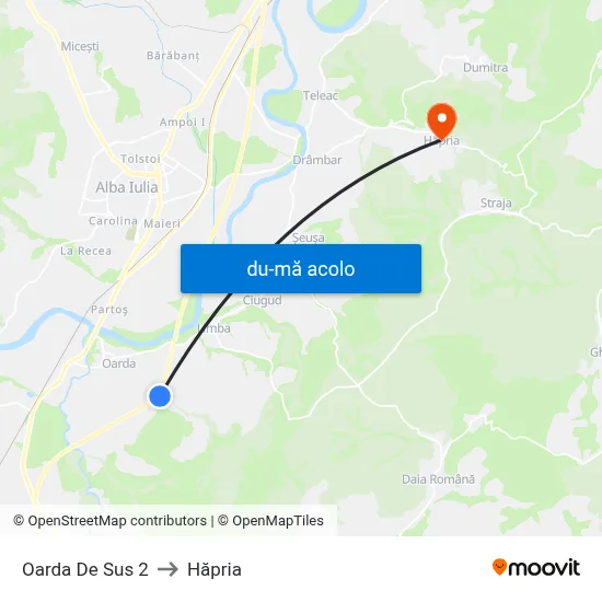 Harta de Oarda De Sus 2 către Hăpria
