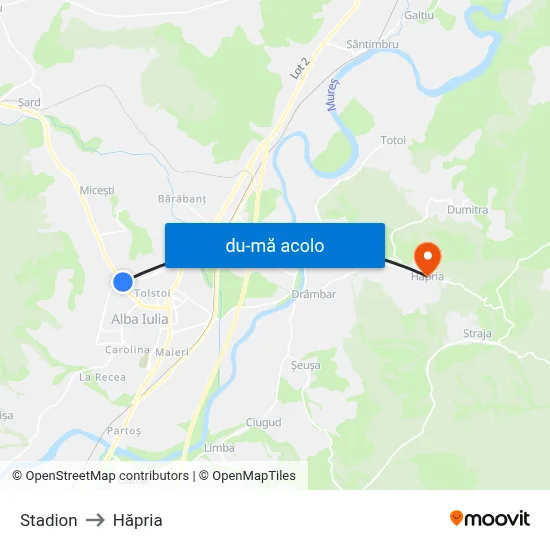 Harta de Stadion către Hăpria