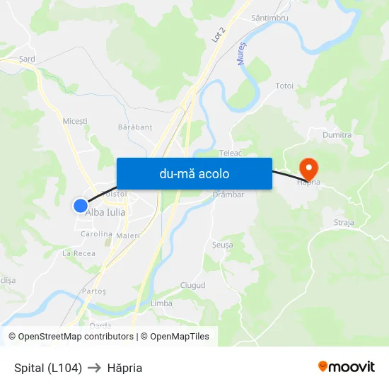Harta de Spital (L104) către Hăpria